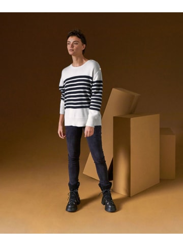 Rodier Kaschmirpullover in Weiß/ Dunkelblau