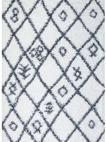 Mioli Hoogpolig tapijt wit/antraciet