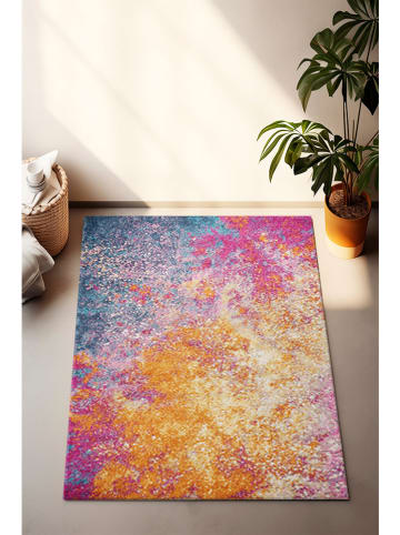 Mioli Laagpolig tapijt roze/geel/blauw