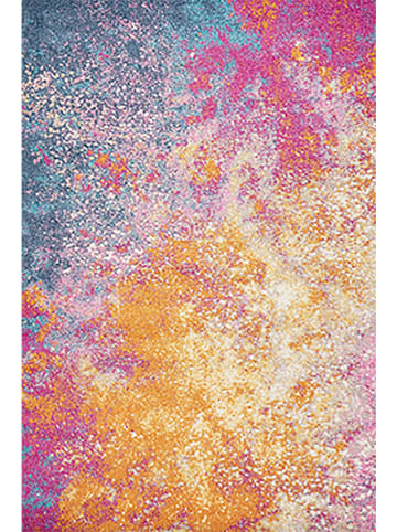 Mioli Laagpolig tapijt roze/geel/blauw