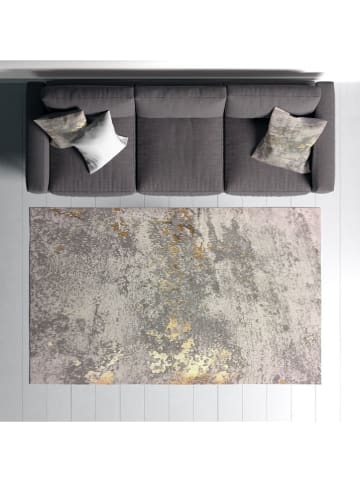 Mioli Kurzflor-Teppich in Grau/ Gold