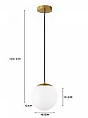Opviq Hanglamp wit/goudkleurig - (H)120 x Ø 15 cm