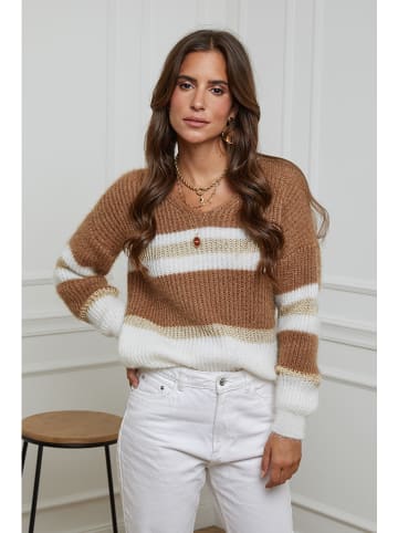 L'armoire de Suzette Pullover in Camel/ Weiß
