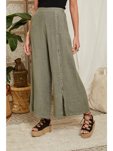 Lin Passion Lniane spodnie w kolorze khaki