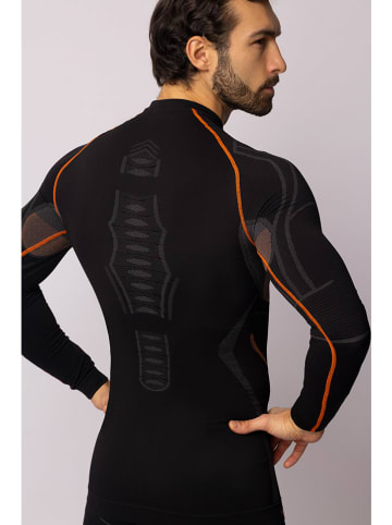 Spaio Koszulka termiczna "Extreme-Pro" w kolorze czarno-pomarańczowym