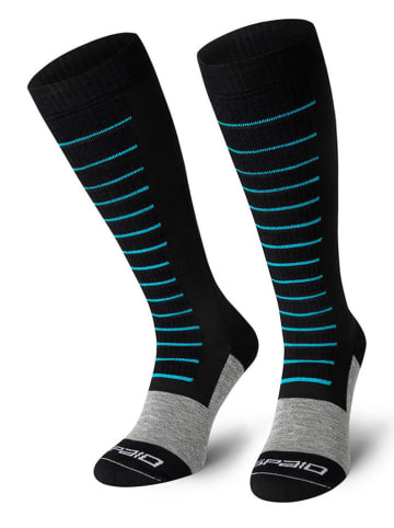 Spaio Ski-/snowboardkniekousen "Fierce" zwart/grijs/turquoise
