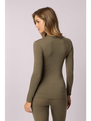 Spaio Koszulka termiczna "Merino" w kolorze khaki