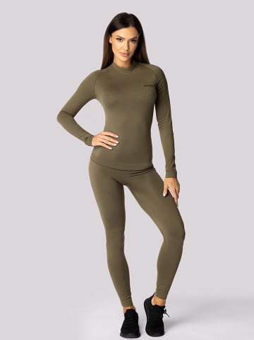 Spaio Legginsy termiczne "Alpha" w kolorze khaki