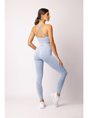 Spaio Legginsy sportowe "Melange" w kolorze błękitnym