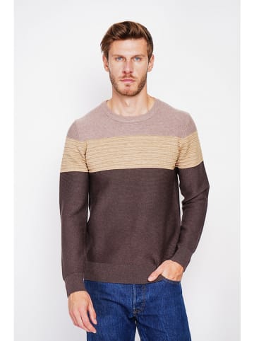 William de Faye Pullover in Dunkelbraun/ Beige