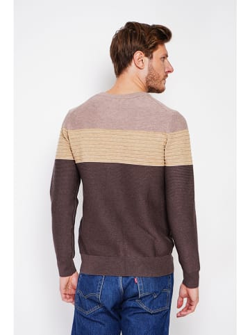 William de Faye Pullover in Dunkelbraun/ Beige