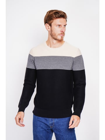 William de Faye Pullover in Schwarz/ Grau/ Creme