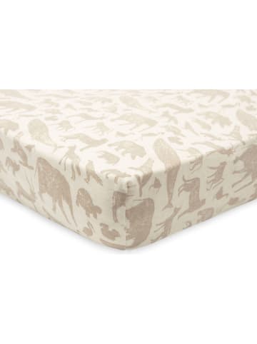 Jollein Spannbettlaken ''Animals'' in Creme/ Beige - (L)150 x (B)75 cm