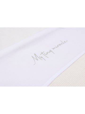 Jollein Prześcieradło "My Tiny Miracle" w kolorze kremowo-oliwkowym - 150 x 120 cm