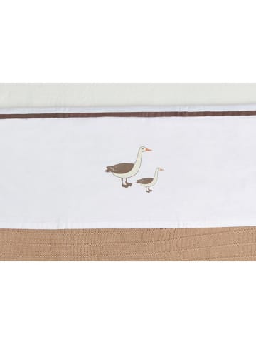 Jollein Bedlaken "Goose" wit/lichtbruin - (L)150 x (B)120 cm