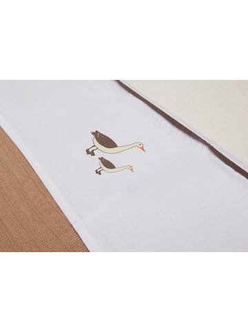 Jollein Bettlaken "Goose" in Weiß/ Hellbraun - (L)150 x (B)120 cm