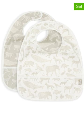 Jollein 2-delige set: slabbetjes crème/olijfgroen