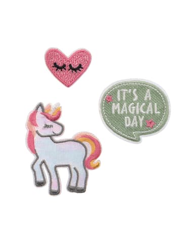 Lässig Textil-Patches "Unicorn" in Pink/ Grün/ Weiß