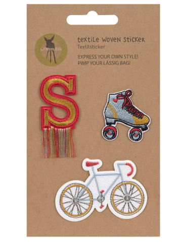 Lässig Textil-Sticker "Bike" in Rot/ Gelb/ Blau