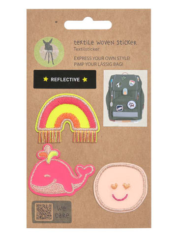 Lässig Textil-Sticker "Whale" in Pink/ Gelb