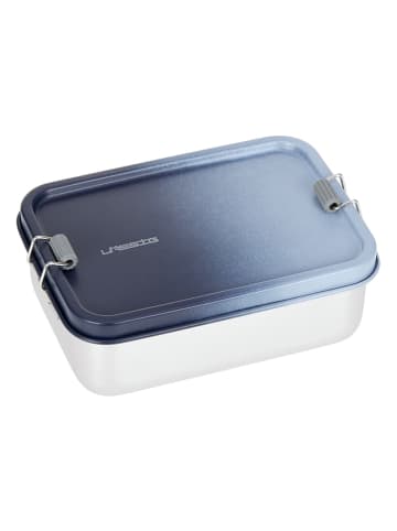 Lässig Lunchbox ''Solid'' zilverkleurig/blauw - (B)18 x (H)6,9 x (D)13,3 cm