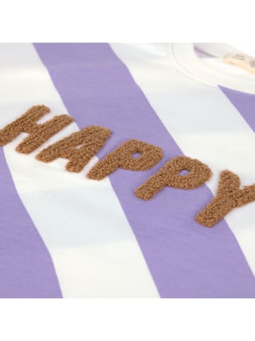 Lässig Sweatshirt "Happy" paars/crème