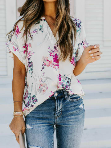 LA Angels Bluse in Creme/ Blau