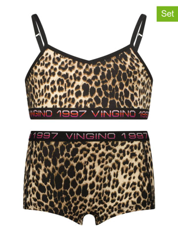 Vingino 2tlg. Wäsche-Set in Beige/ Schwarz