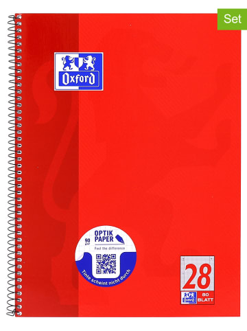 Oxford 5er-Set: Collegeblöcke "Oxford - Lineatur 28" in Rot - DIN A4