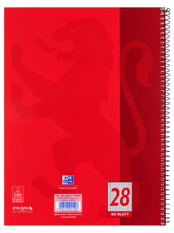 Oxford 5er-Set: Collegeblöcke "Oxford - Lineatur 28" in Rot - DIN A4