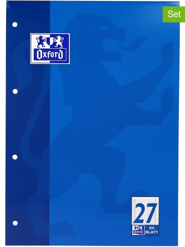 Oxford 5er-Set: Schulblöcke "Oxford - Lineatur 27" in Blau - DIN A4