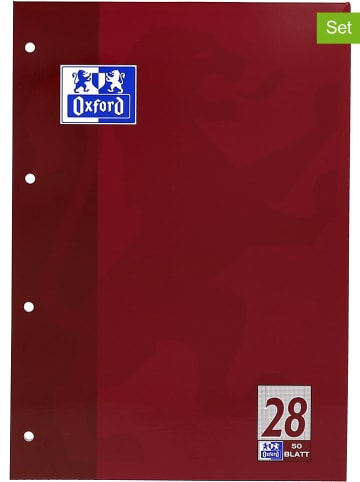 Oxford 5er-Set: Schulblöcke "Oxford - Lineatur 28" in Rot - DIN A4