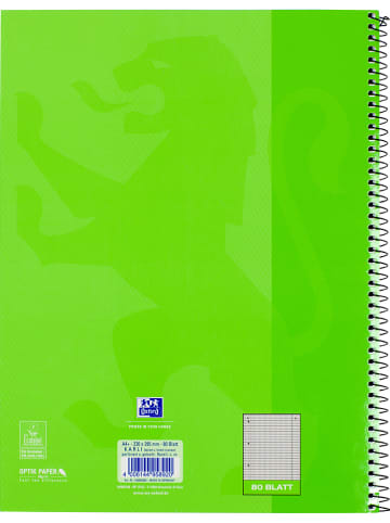 Oxford 5er-Set: 2in1-Duo-Collegeblöcke "Oxford - Kariert und liniert" in Grün