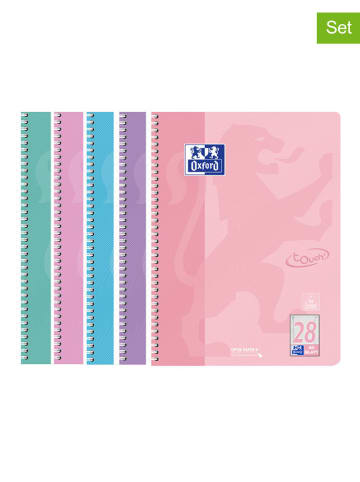 Oxford 5er-Set: Collegeblöcke "Touch - Lineatur 28" in Bunt - DIN A4
