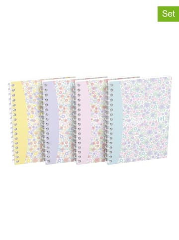 Oxford 4er-Set: Notizblöcke "ForMe Floral - kariert" in Bunt