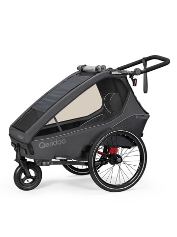 Qeridoo 3in1-Fahrradanhänger "Kidgoo 1 Steel Grey" in Schwarz/ Anthrazit