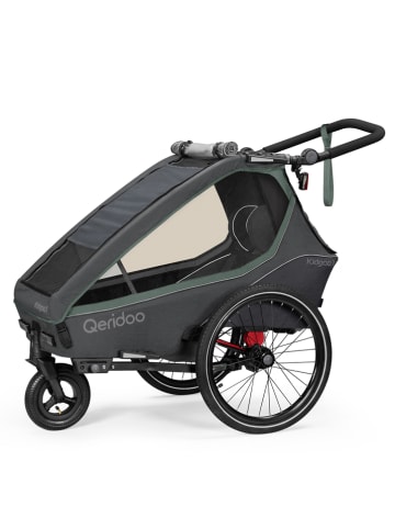Qeridoo Przyczepka rowerowa 3w1 "Kidgoo 1 Ivy Green" w kolorze szaro-zielonym