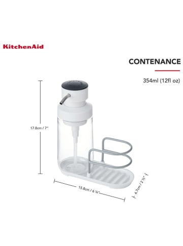 KitchenAid Dozownik płynu do naczyń ze stojakiem na gąbkę - 15,8 x 17,8 cm