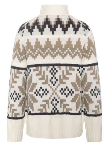 KARI TRAA Pullover "Amelia" in Weiß/ Beige/ Anthrazit