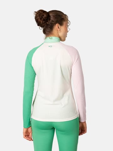 KARI TRAA Functionele longsleeve "Ella" crème/lichtroze/groen