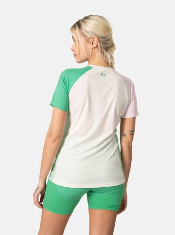 KARI TRAA Trainingsshirt "Ella" crème/lichtroze/groen