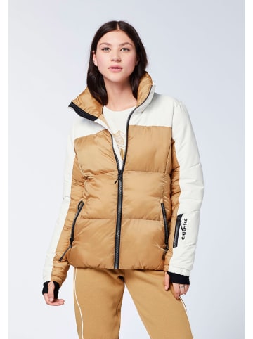 Chiemsee Steppjacke in Hellbraun/ Weiß