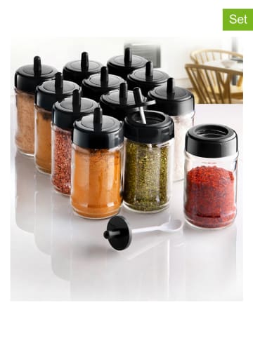 Violeta Home 12er-Set: Gewürzgläser in Schwarz - 300 ml