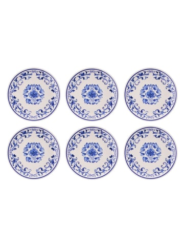 Violeta Home 6-delige set: dessertborden wit/blauw - Ø 19,3 cm