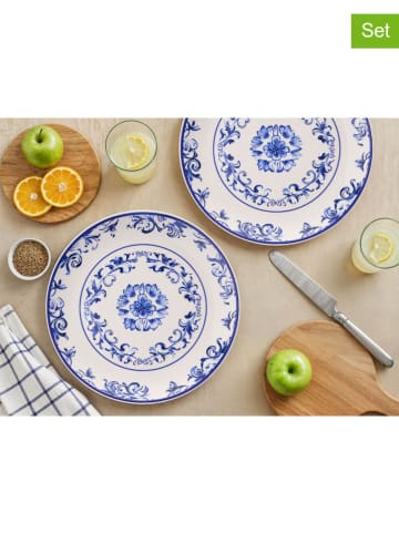Violeta Home 6-delige set: serveerborden wit/blauw - Ø 25,5 cm