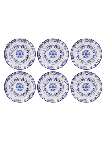 Violeta Home 6-delige set: serveerborden wit/blauw - Ø 25,5 cm