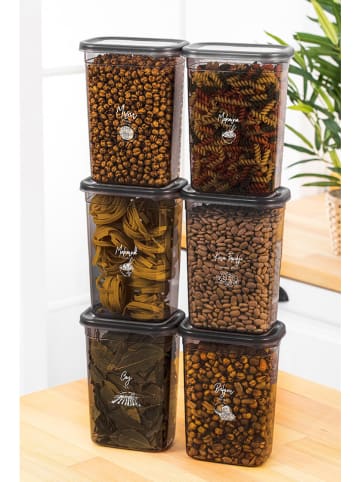 Violeta Home 6-delige set: voorraadcontainers antraciet - 1,5 l