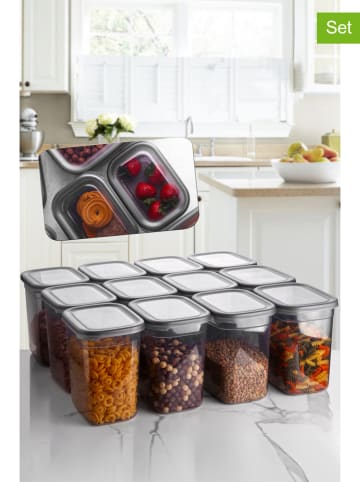 Violeta Home 12-delige set: voorraadpotten grijs - 2 l