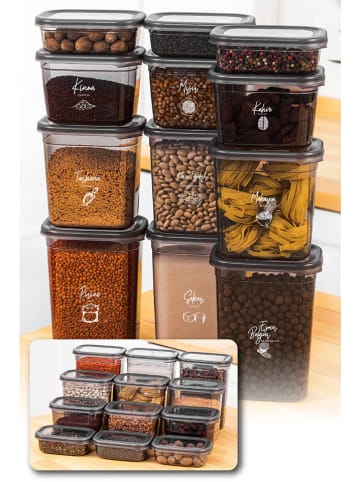 Violeta Home 12-delige set: voorraadcontainers antraciet