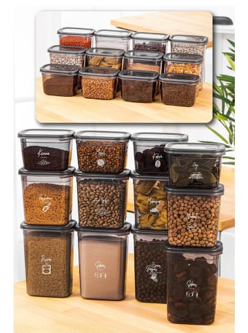 Violeta Home 12-delige set: voorraadcontainers antraciet